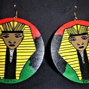 Hand-Crafted Afrocentric Egyptian King Tut Earrings